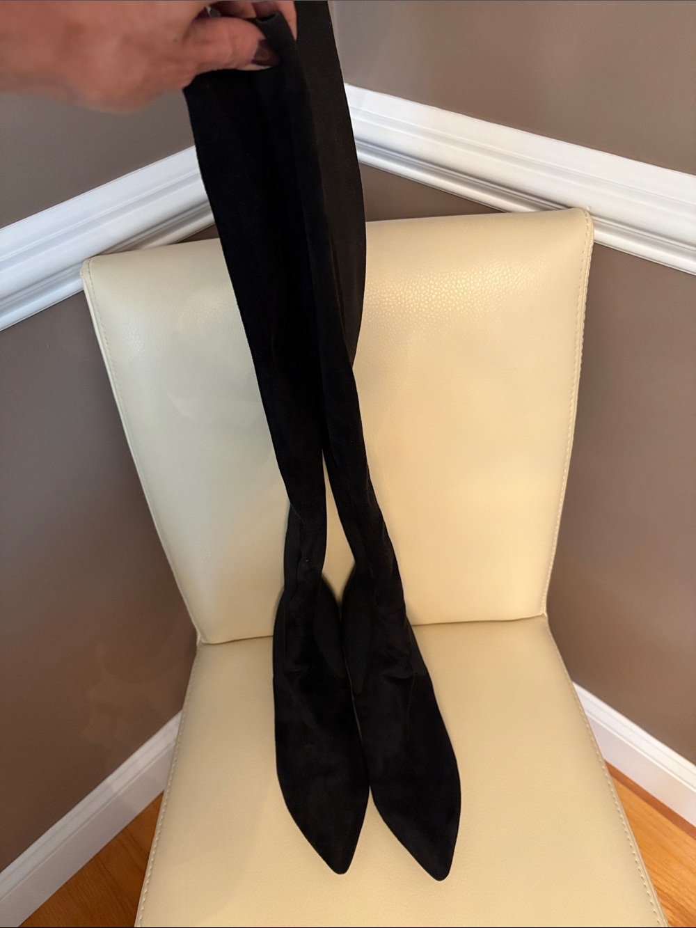 Source Unknown Black Over-the-Knee Pointed Toe Women's Boots